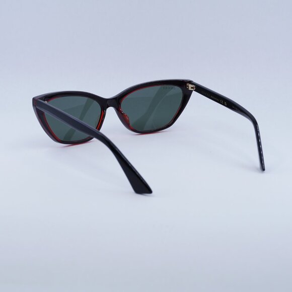 Gucci GG1815S 003 Sunglasses Shiny Black/Red Cat Eye Frame, Grey Lenses